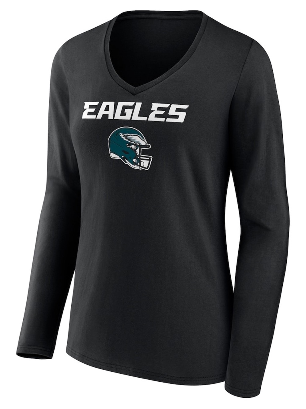 Women's Black Philadelphia Eagles Name & Number Team Long Sleeve V-Neck T-Shirt